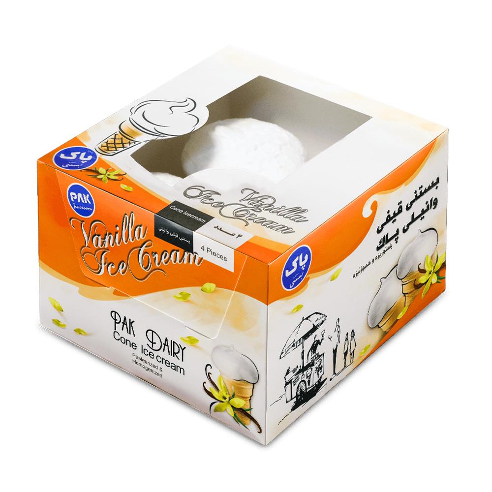 بستنی قیفی جعبه ای وانیلی 90گرم