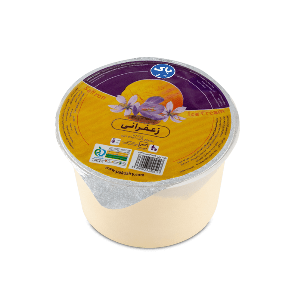 بستنی یک لیتری زعفرانی ظرفی 420گرم